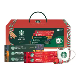 即期品【STARBUCKS 星巴克】Nespresso節日精選膠囊禮盒5條入(附贈限定版馬克杯)