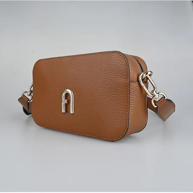 【FURLA 芙拉】FURLA RIMULA燙金箔LOGO壓紋小牛皮斜背相機包(迷你/多色)