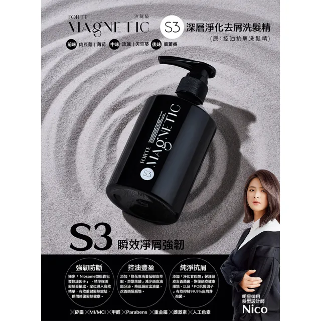 【FORTE】台塑生醫小磁瓶Magnetic 洗髮精500gx2入-任選(S1蓬鬆/S2柔順/S3深層淨化)