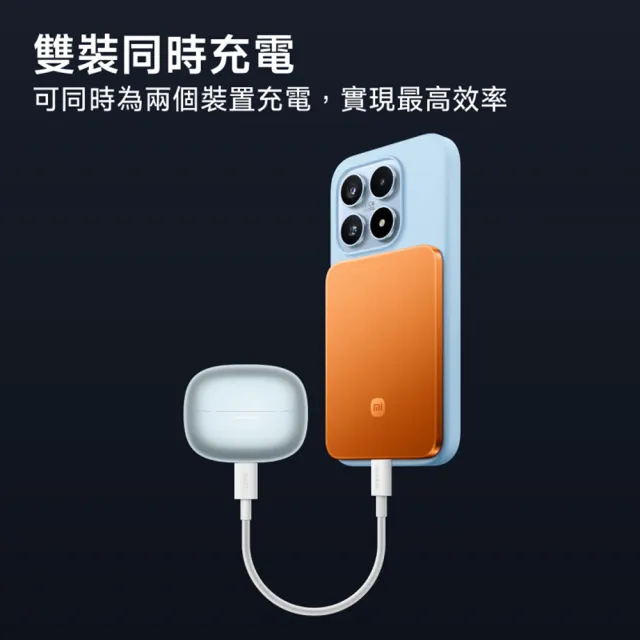 【小米】官方旗艦館 Xiaomi 纖薄磁吸行動電源 5000 15W 曜光橙(通過3C認證/0.6cm超薄/小米首款自研電池)