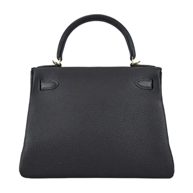 【Hermes 愛馬仕】Kelly 28CM T刻 TC牛皮 手提/肩背凱莉包(3W 鉛筆黑/金釦)
