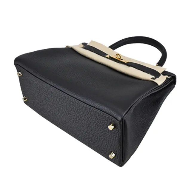 【Hermes 愛馬仕】Kelly 28CM T刻 TC牛皮 手提/肩背凱莉包(3W 鉛筆黑/金釦)