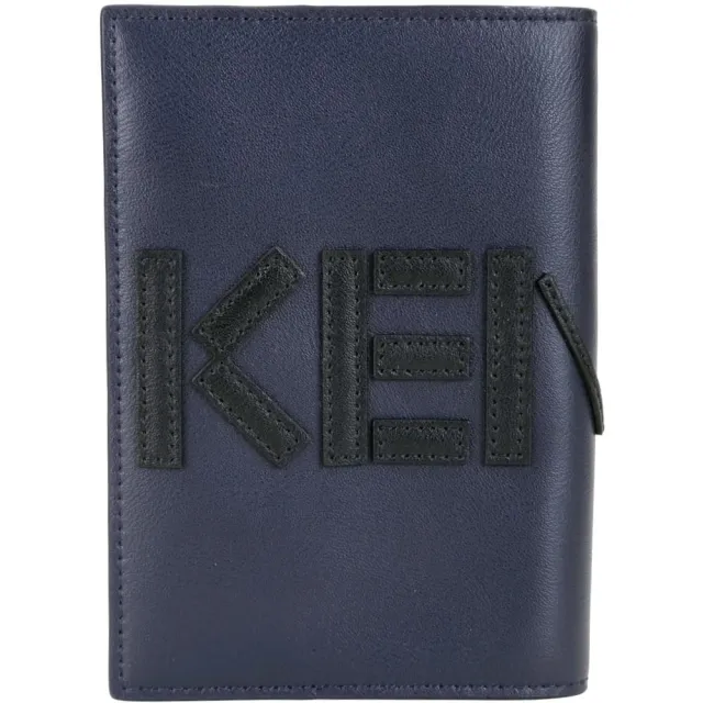 【KENZO】撞色LOGO設計護照夾-深藍 黑色