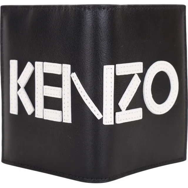 【KENZO】撞色LOGO設計對折卡片皮夾-黑色