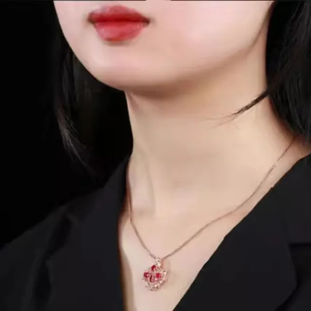 海斯珠寶 87分天然紅寶石 18K玫瑰金鑽石項鍊 橢圓形切割 典雅宮廷風 鏤空珠邊設計 職人手工鑲嵌