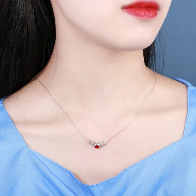 海斯珠寶 天然紅寶石 18K白金鑽石項鍊 橢圓形切割 吉祥如意系列 如意雲紋設計 簡約質感穿搭