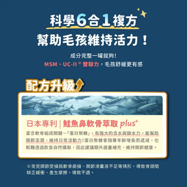 【汪喵星球】汪喵UCII關節保養粉（MSM加強配方）120顆(犬貓保健)