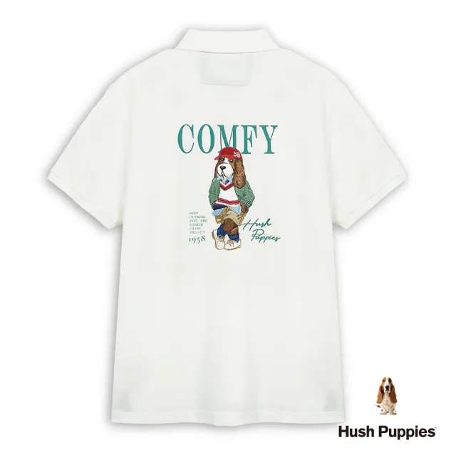 【Hush Puppies】男裝 POLO衫 棒球帽狗寬版POLO衫 (白色 / 63101101)