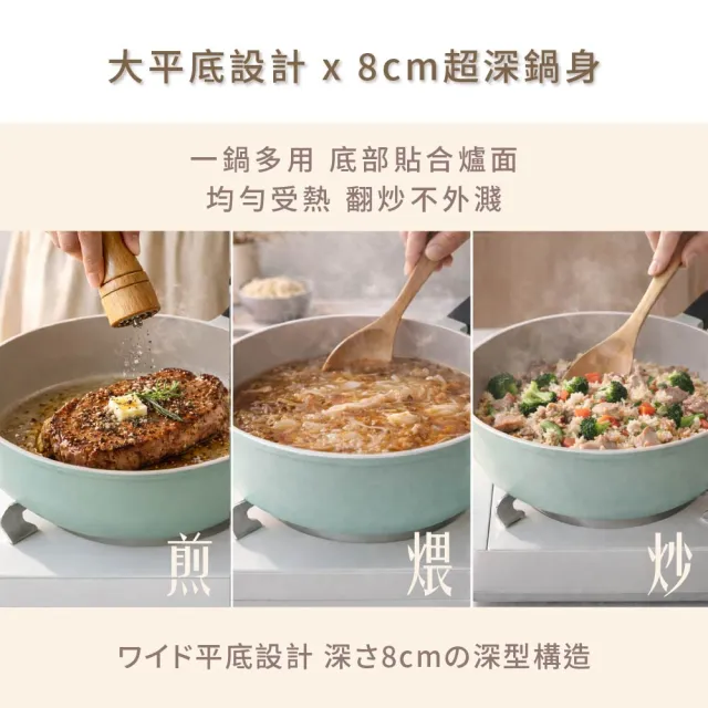 【Oichan】Ceramic PLUS™ 極輕量陶瓷不沾炒鍋 25CM  (不含蓋)