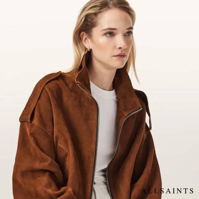 【ALLSAINTS】LOWDEN 高領麂皮外套 W024LE(舒適版型)