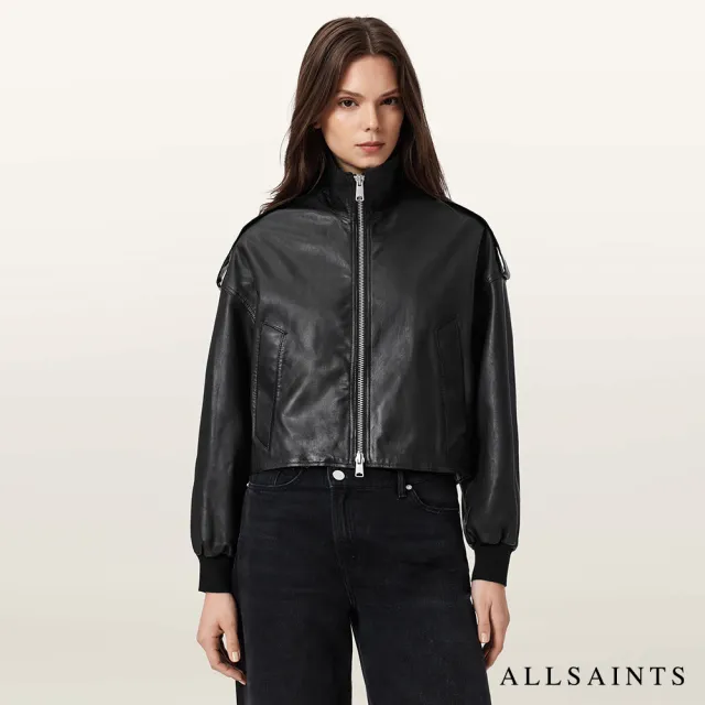 【ALLSAINTS】LOWDEN 寬鬆高領羊皮皮衣外套 W036LE(舒適版型)