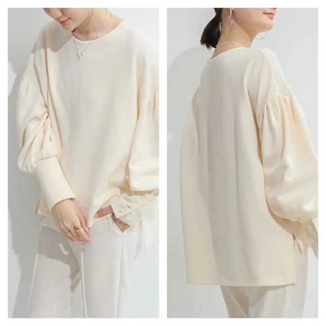 【ASister 小姊姊】*出清品*現貨在庫★長袖上衣☆*圓領氣質縮袖*前短後長側開叉長袖上衣(#AS0744)