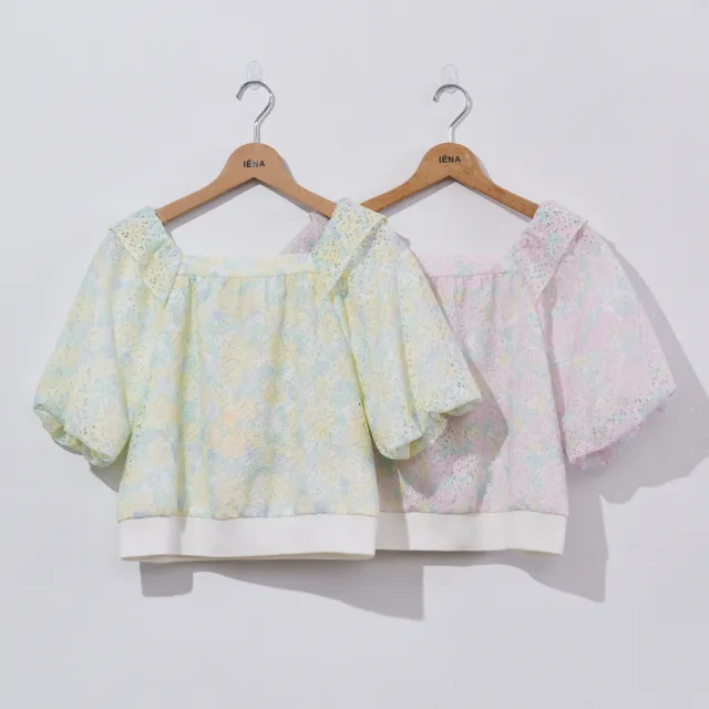 【IENA】蕾絲印花澎袖上衣（#6275002 蕾絲、燒花蕾絲；黃色/粉色）