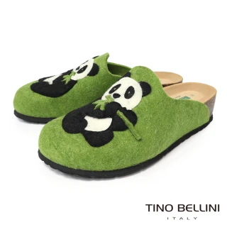 【TINO BELLINI 貝里尼】歐洲進口 BIONATURA 腳床舒適鞋 羊毛氈 熊貓 軟木軟底 拖鞋 FZ4B004-5(綠色)