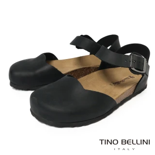 【TINO BELLINI 貝里尼】歐洲進口 BIONATURA 腳床舒適鞋 娃娃鞋造型 軟木軟底 拖鞋 FS0B003-1(黑色)