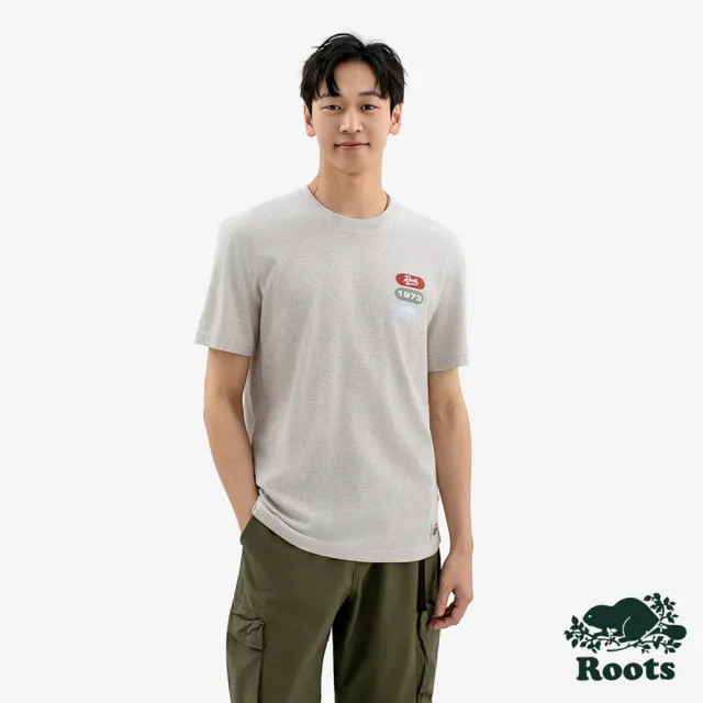 【Roots】Roots男裝-ROOTS STACKED 短袖上衣(米白混色)