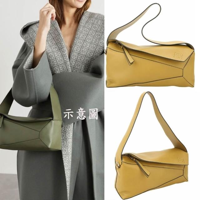 【LOEWE 羅威】Puzzle Hobo 經典小牛皮切線肩背包-土黃色