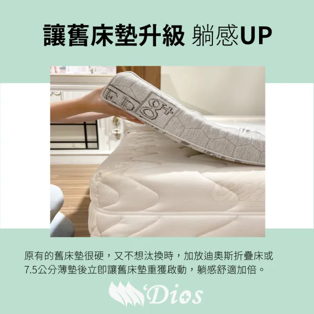 【迪奧斯】雙人7.5cm舒柔表布抗菌全乳膠日式折疊床墊5x6.2尺-頂級款D95