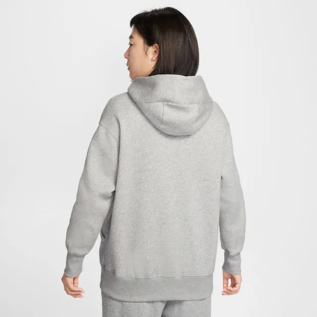 【NIKE 耐吉】AS W NSW PHNX FLC OS LOGO HDY 女 長袖上衣 帽T 刷毛 寬鬆 落肩 灰(IM9644043)