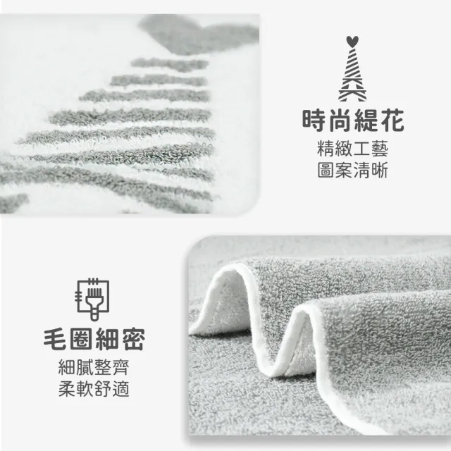 【ELLE HOME】4條組_法國時尚純棉鬆厚毛巾(巴黎經典/艾菲爾鐵塔)2款2色選