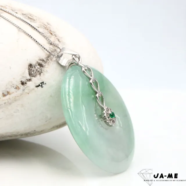【JA-ME】天然A貨翡翠 冰種飄綠平安扣925純銀項鍊