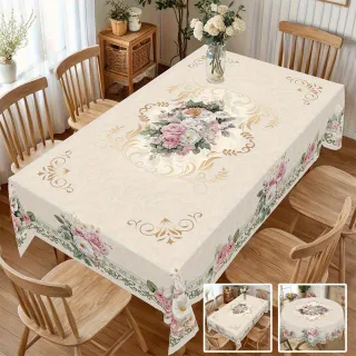 【嵐楓居家】PVC精緻蕾絲防水桌巾140X180cm/180cm(桌布/桌巾/桌墊/餐桌巾/台布)