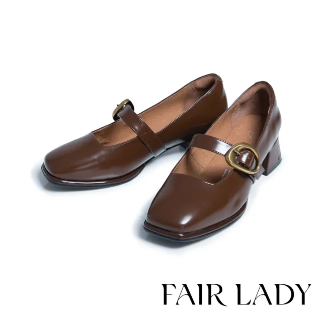 【FAIR LADY】NG出清品_小時光 復古摩登粗跟瑪莉珍鞋(摩卡/5J2987 女鞋)