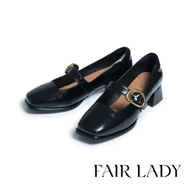【FAIR LADY】NG出清品_小時光 復古摩登粗跟瑪莉珍鞋(霧黑/5J2987 女鞋)