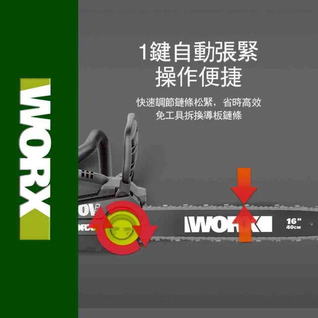 【WORX 威克士】40V 40cm 無刷鋰電鏈鋸機 空機(WD384.9)