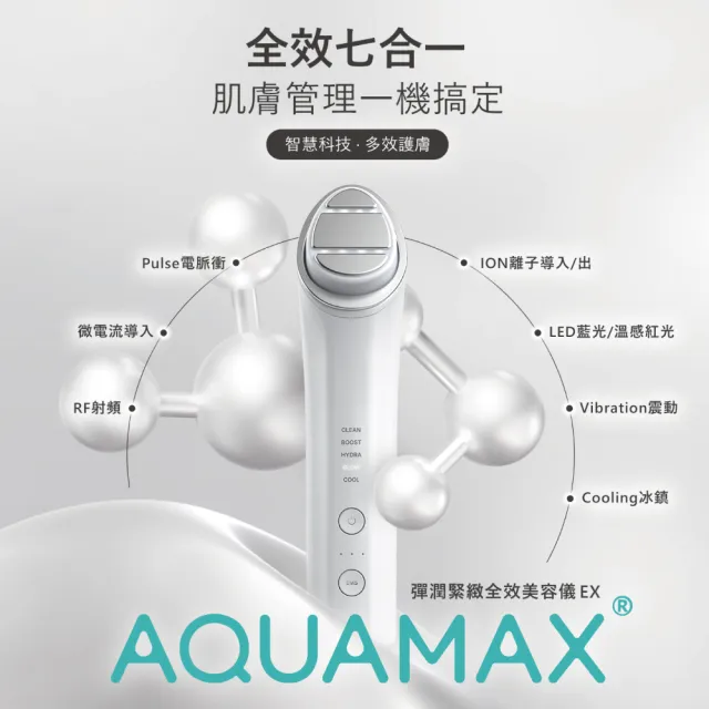 【AQUAMAX 奧科美氏】彈潤緊緻全效美容儀EX(全效七合一/肌膚管理 一機搞定)