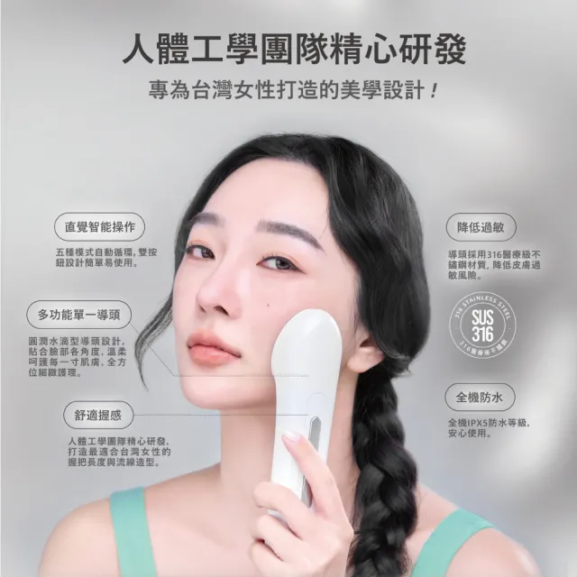 【AQUAMAX 奧科美氏】彈潤緊緻全效美容儀EX(全效七合一/肌膚管理 一機搞定)