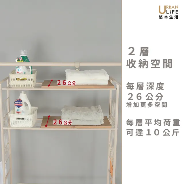 【URBAN LiFE 悠本生活】多功能洗衣機收納架附木板(多功能置物架滾筒式洗衣機置物架馬桶架雙層置物架 )