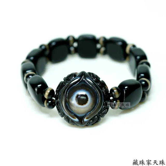 【藏珠家】精品24mm財咒天眼+十字金剛杵天珠手鍊