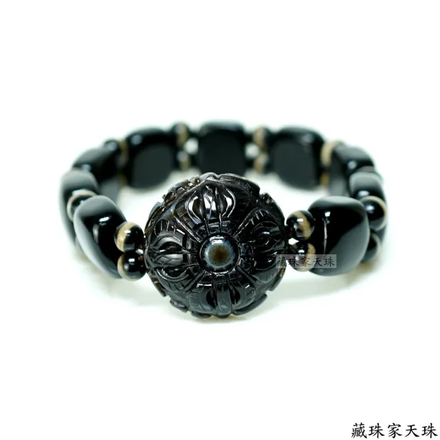 【藏珠家】精品24mm財咒天眼+十字金剛杵天珠手鍊