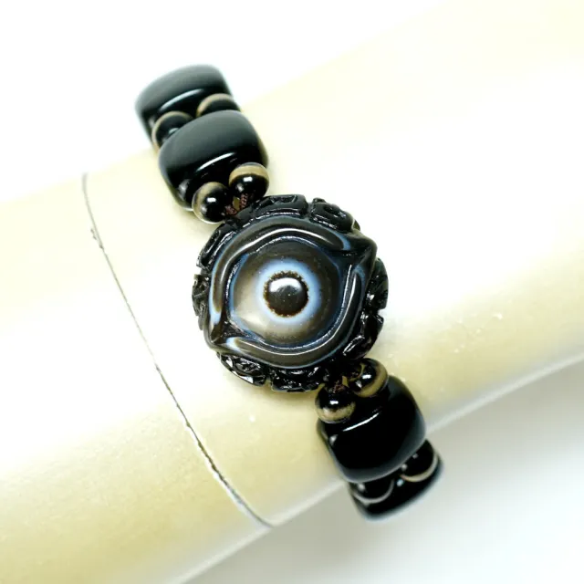 【藏珠家】精品24mm財咒天眼+十字金剛杵天珠手鍊