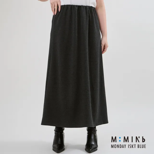【M：MINb】不挑身形全腰鬆緊直筒長裙(深灰/中大尺碼女裝/大尺碼女裝/XL女裝/下著/裙子)