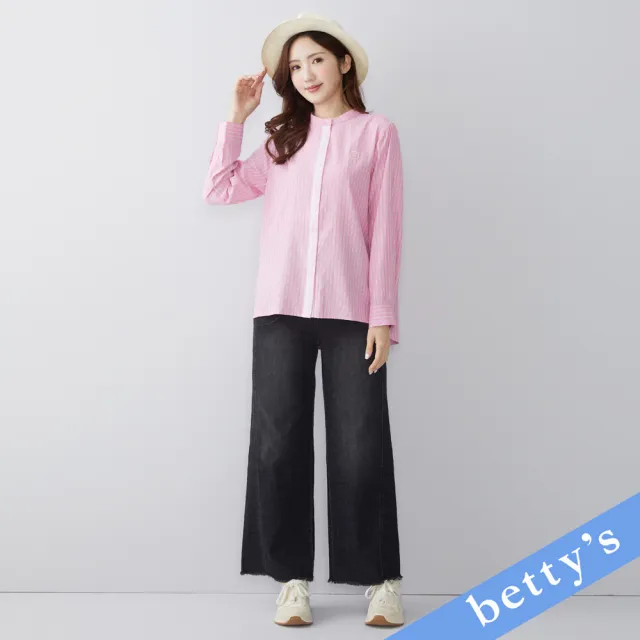 【betty’s 貝蒂思】愛心口袋鬚邊牛仔褲(黑色)