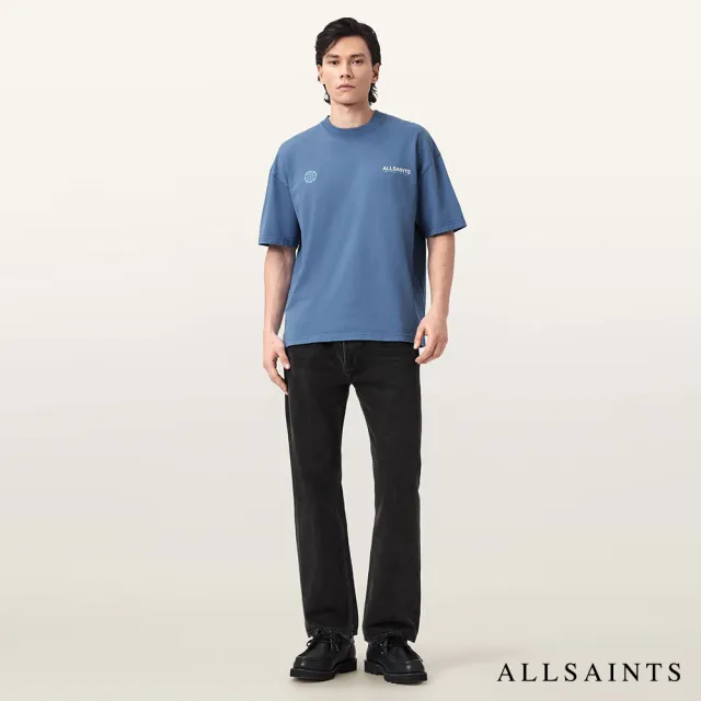 【ALLSAINTS】EMBLEM 純棉LOGO短袖T恤-藍 M006PE(寬鬆版型)