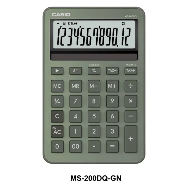 【CASIO 卡西歐】12位元閃耀時尚桌上型MINI款曜石計算機-森林綠(MS-200DQ-GN)