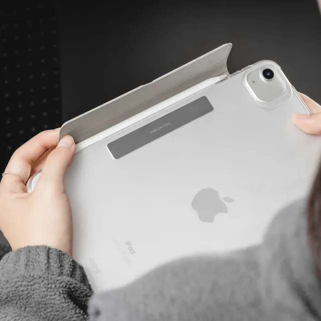 【MAGEASY】iPad Pro/Air 13吋 FACET 全方位支架透明背蓋保護套(支援最新2026 iPad Air 13吋 (M4))