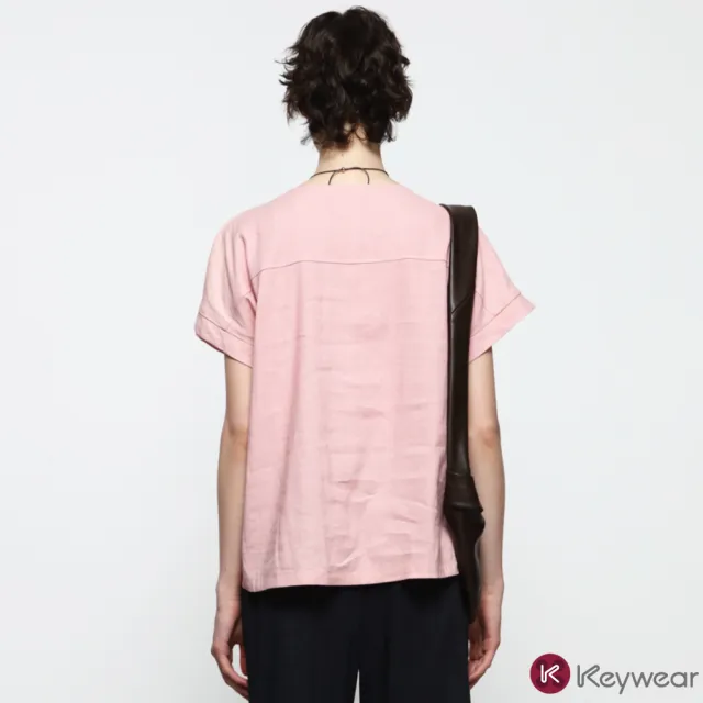 【KeyWear 奇威名品】字母刺繡垂袖上衣(共2色)