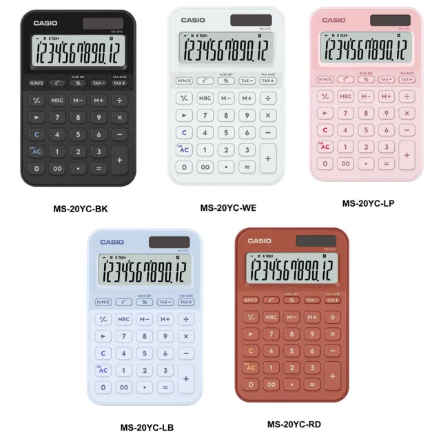 【CASIO 卡西歐】12位元色彩繽紛糖果計算機(MS-20YC-共10色)