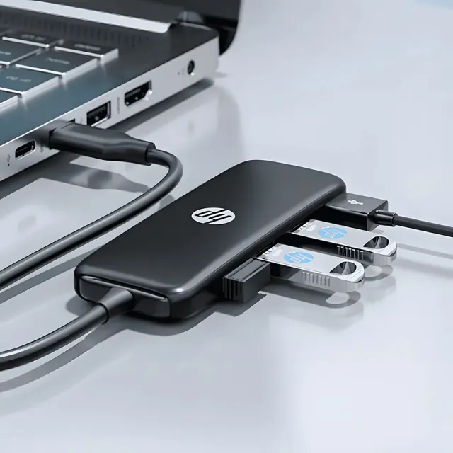 【HP 惠普】DHC-CT110(V010) USB3.0 四埠集線器/轉接器-黑色-15cm