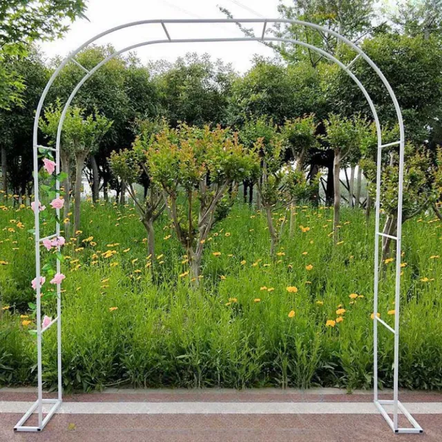【poko】白色拱門花架附底座 200*230cm 花園藝 花架 爬藤架 攀爬架 支撐架 婚慶支架 加固花支架