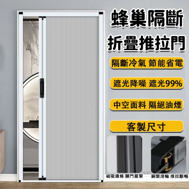 【歐德沐】蜂巢隔斷折疊推拉門 客製尺寸 遮光降噪 隔絕油煙 隔斷門 隱形推拉門 遮陽門簾 門簾 預購15天