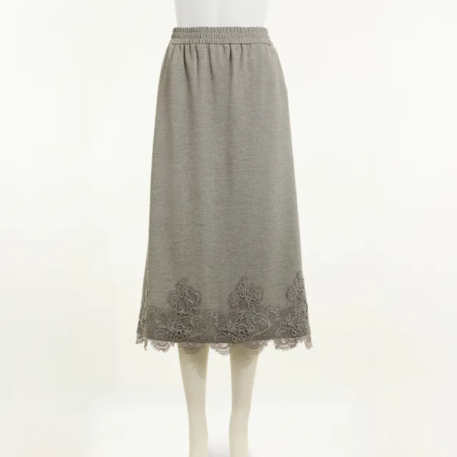 【ILEY 伊蕾】蕾絲棉質休閒長裙(灰；M-2L；1262662234)