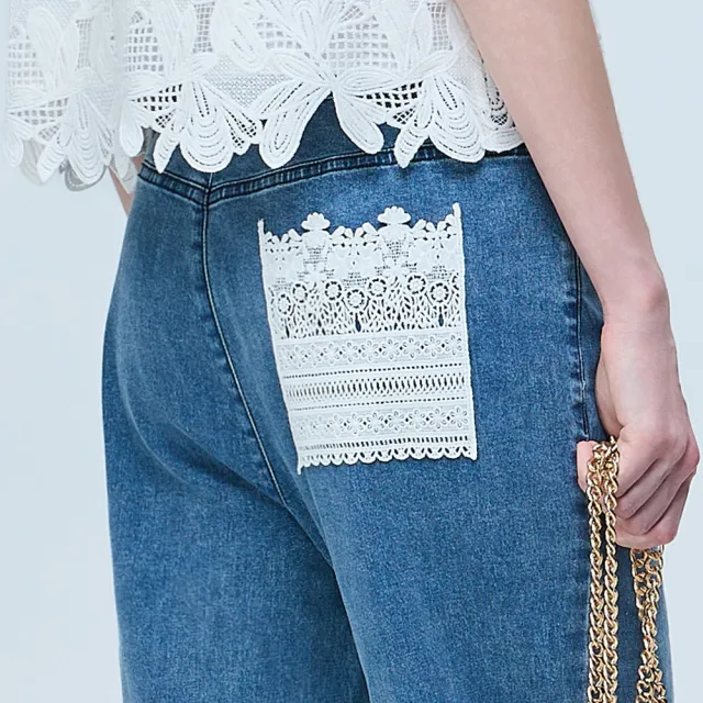 【ILEY 伊蕾】簡單俐落錐形九分牛仔褲(藍；M-2L；1262668622)