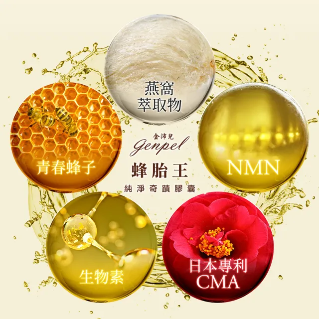 【金沛兒】蜂胎王NMN日本專利CMA奇蹟膠囊8入組(超級胺基酸 生物素 燕窩萃取 蜂王子 COA認證β-NMN)