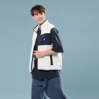 【NAUTICA】官方旗艦 男裝 風格拼接抓絨機能背心(白色)