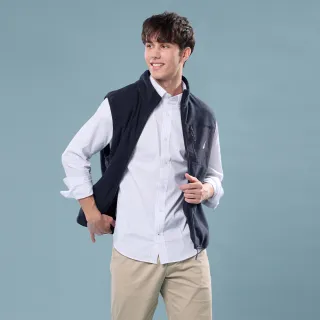 【NAUTICA】官方旗艦 男裝 風格拼接抓絨機能背心(深藍色)